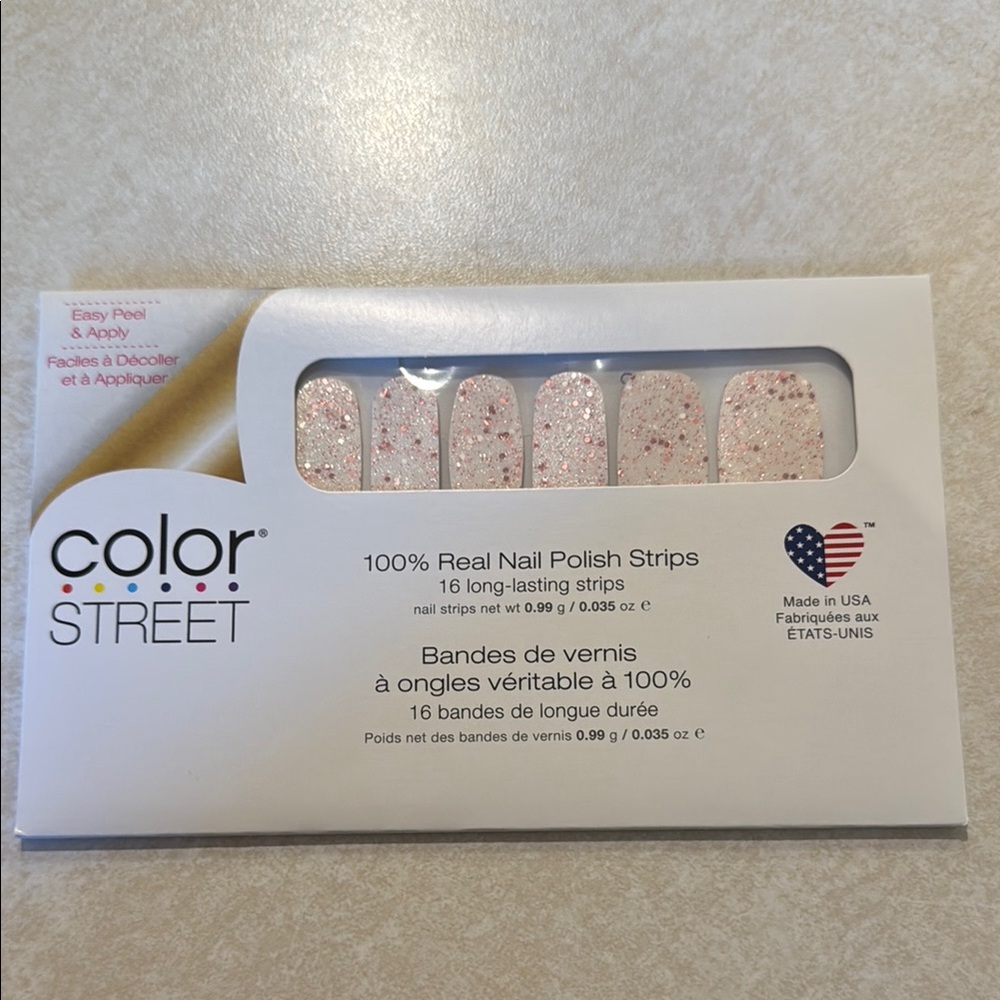 Color Street Pink and White Glitter Nail Strips